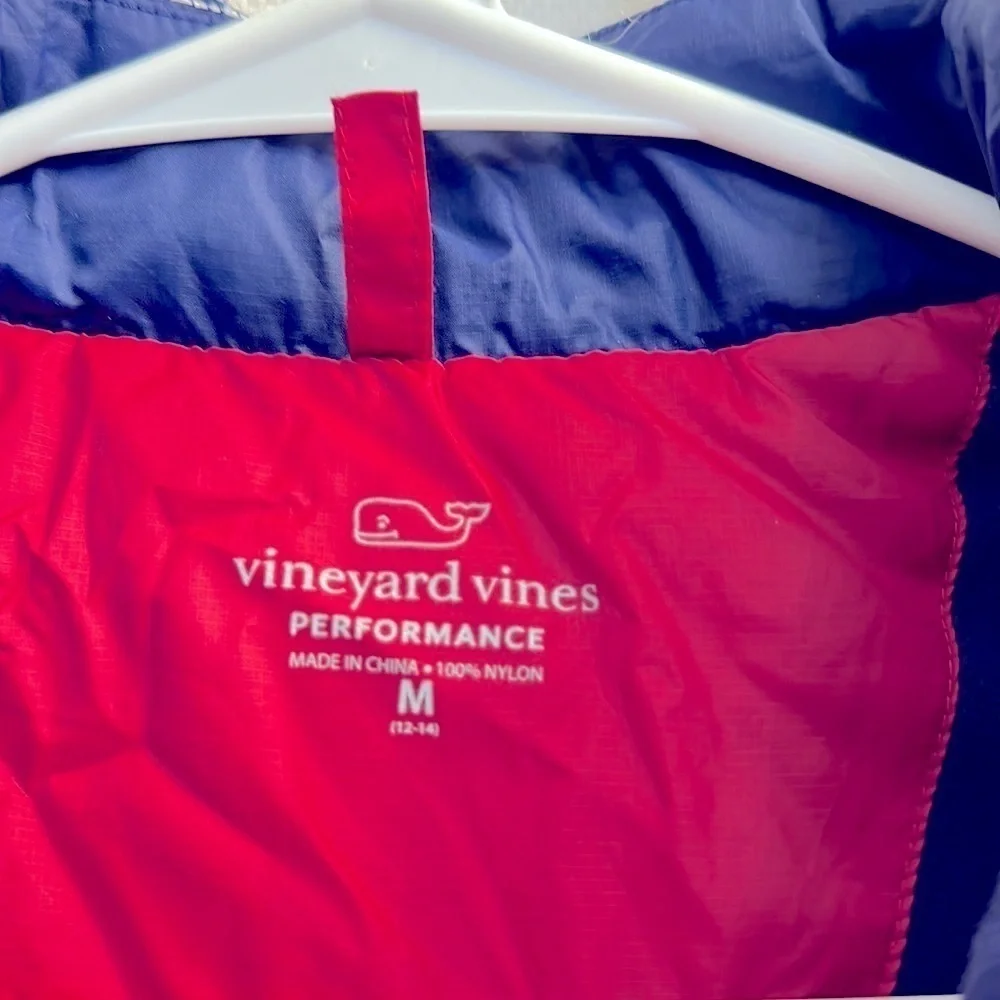 Vinyard Vines Performance Red & Blue 100% Nylon Full Zip Vest Size Medium